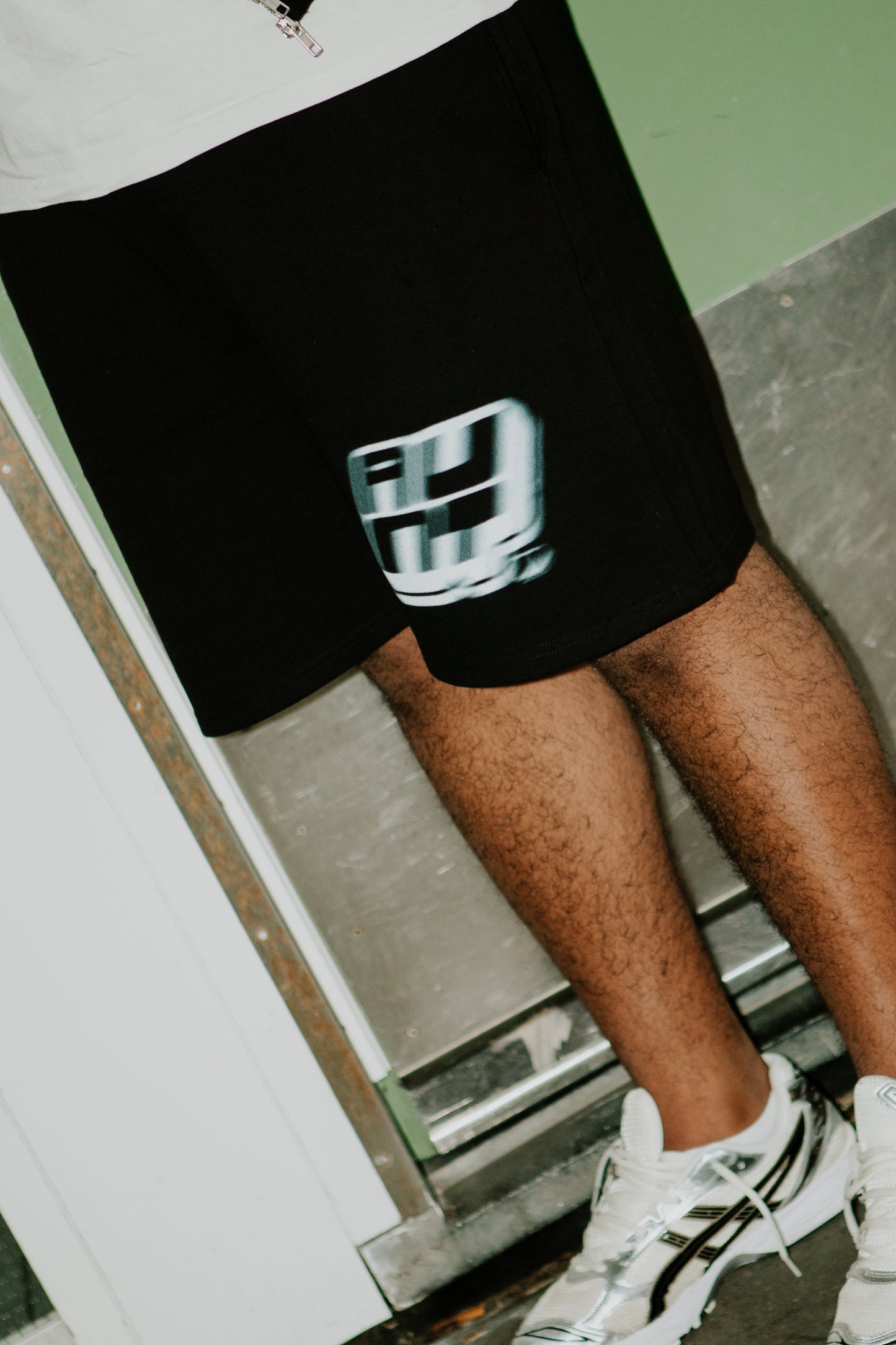 AUNT FADED BLACK LOGO SHORTS